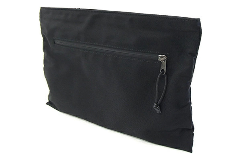 Balenciaga Clutch Canvas Clutch Black Leather Bag Embroidery Black